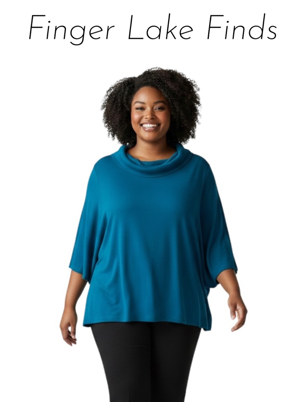 Rafaella Teal Cowl Neck Sweater